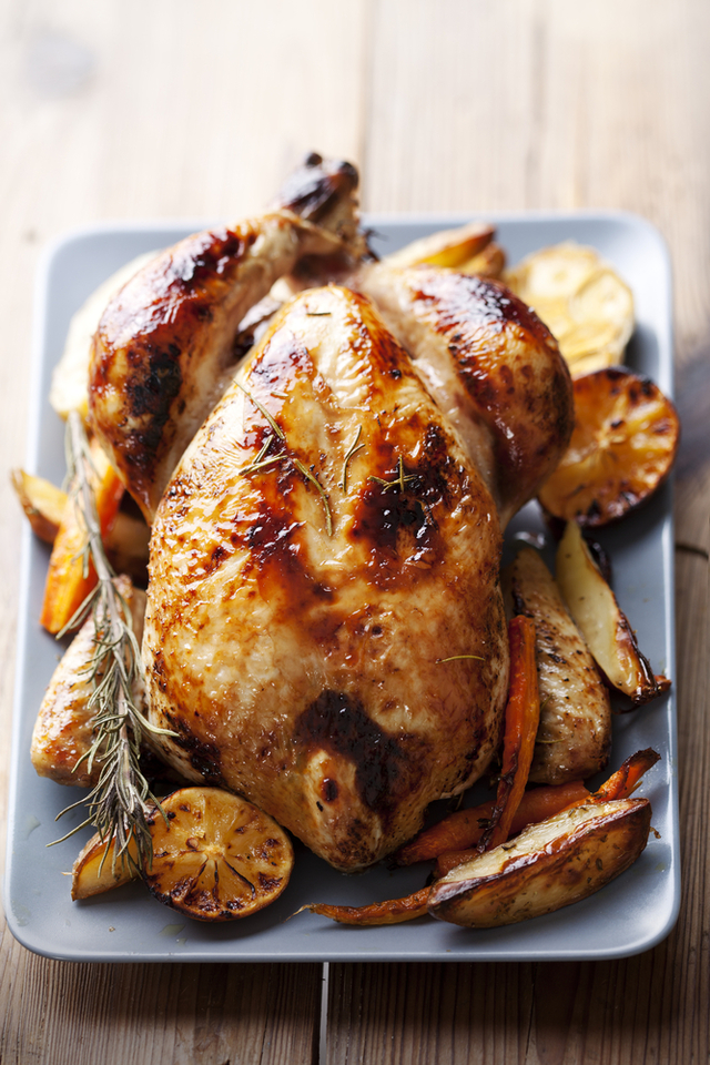 Roast chicken with lemongrass butter