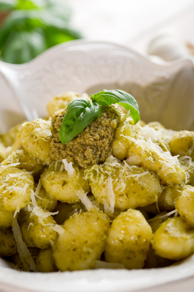 Gnocchi with lemon and chive pesto