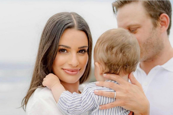 Lea Michele shares first snap of her baby boy’s face on husband’s birthday