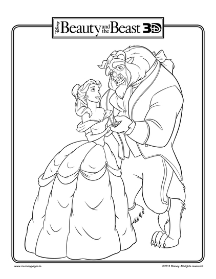 Beauty with Beast Colouring Page
