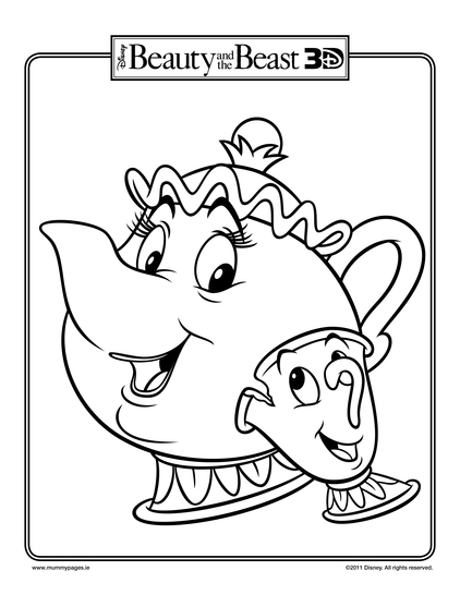 Chip and Mrs. Potts Colouring Page