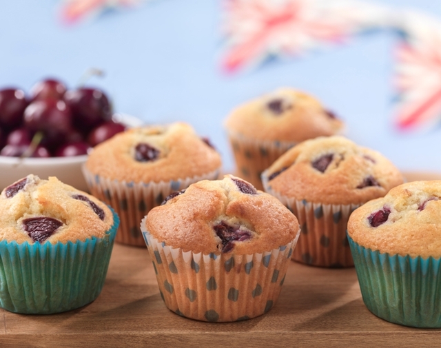 Cherry and almond muffins