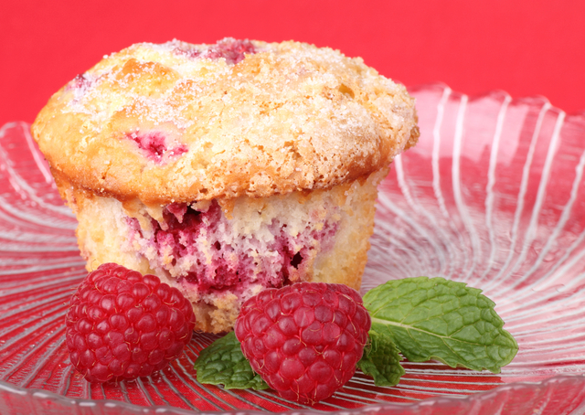Raspberry and apple muffins