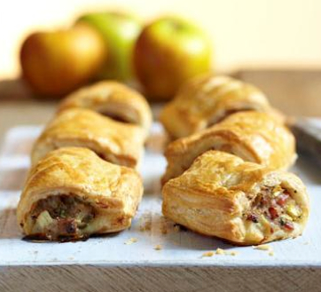 Sausage, apple and bacon roll