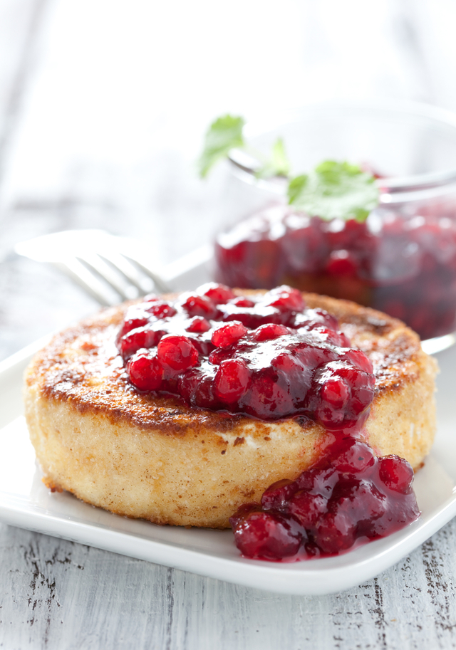 Deep fried brie with cranberry compote