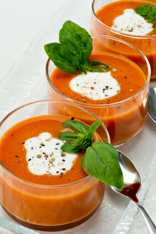 Cream of roasted red pepper and tomato soup