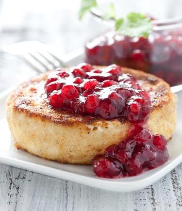 Deep fried brie with cranberry compote