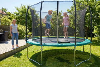 What are the benefits of a backyard trampoline for my children