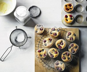 Raspberry and blueberry friands