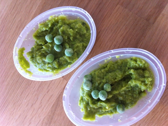 Brussels sprout and pea purée