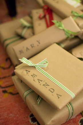 Stamped wrapping paper