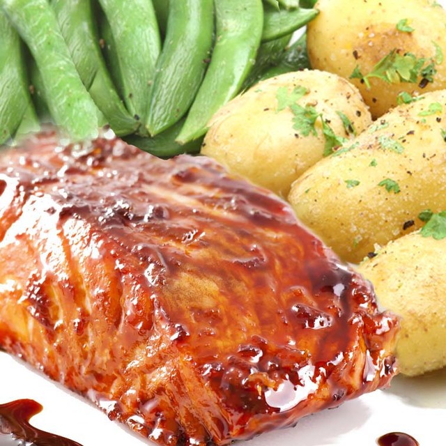 Salmon with soy, ginger and honey