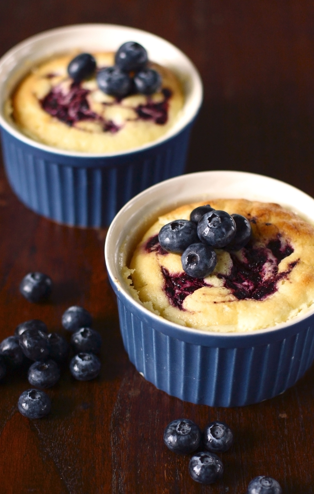 Individual blueberry puddings
