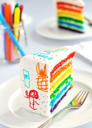 Rainbow doodle cake