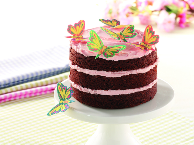Mini butterfly chocolate layer cake