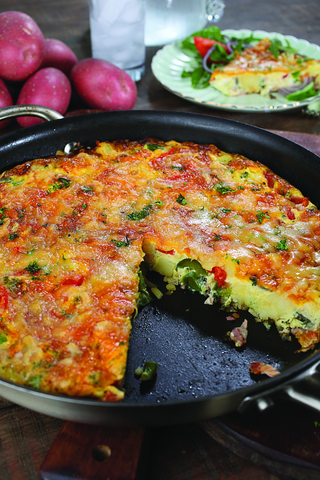 Peter's 15 minute smoked bacon and potato frittata