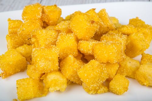 Crispy polenta and parmesan cubes