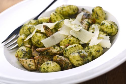 Gnocchi with kale, onion and parsnip