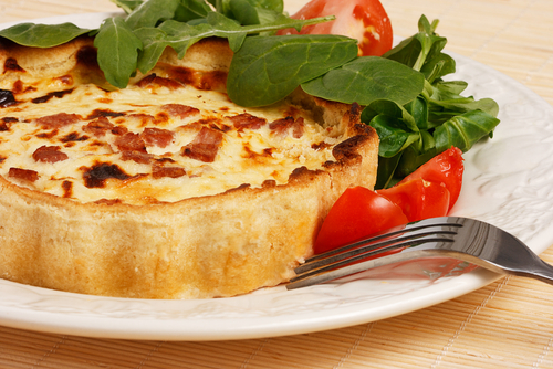 Bacon, leek and brie quiche