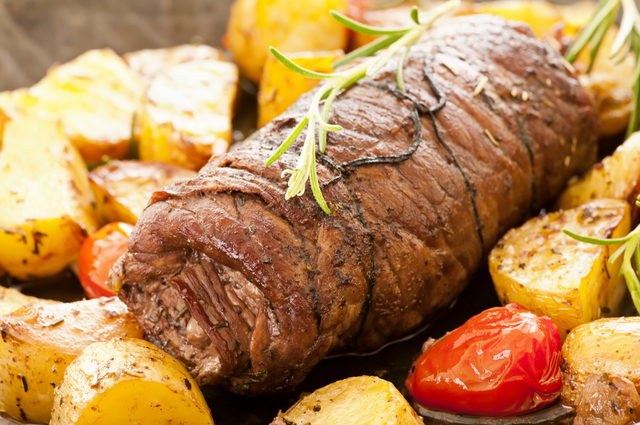 Rolled beef with cheese and herbs