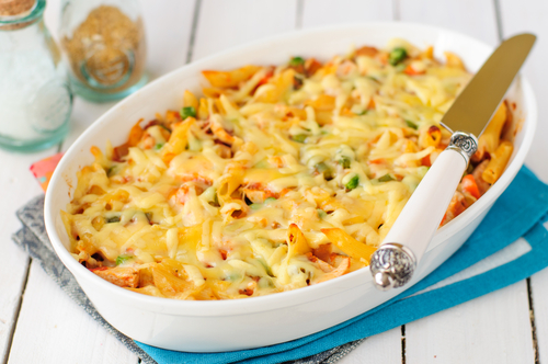 Turkey and pumpkin pasta bake