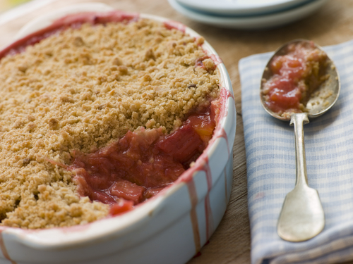 Easy apple and rhubarb crumble