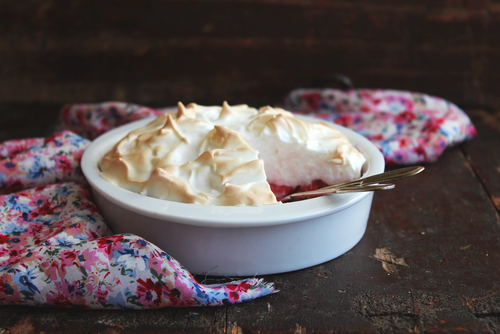 Raspberry and apple meringue pie