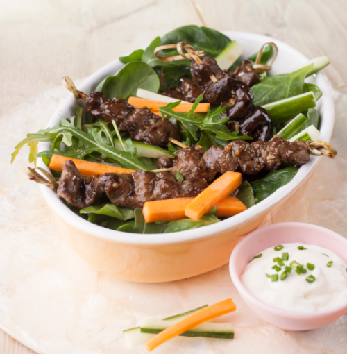 Sticky beef skewers