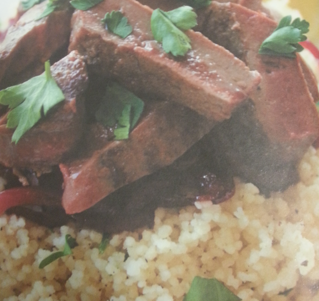 Lamb’s liver with caramelized red onions and couscous