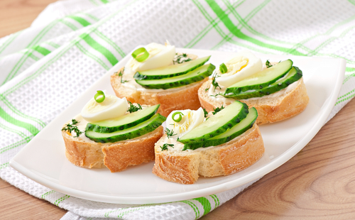 Cucumber and egg tartine