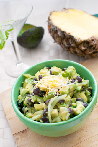 Pineapple, avocado and black bean salad