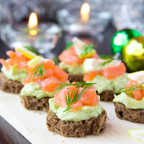 Avocado and salmon canapés