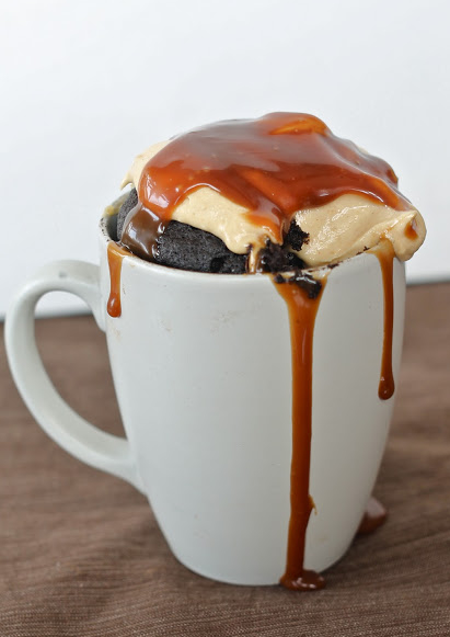 Nutella and caramel mug cake