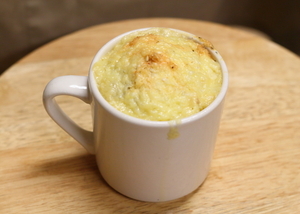 Cheese soufflé in a mug