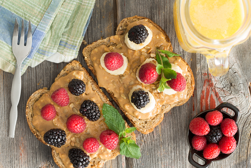 Peanut butter and berry toast topping