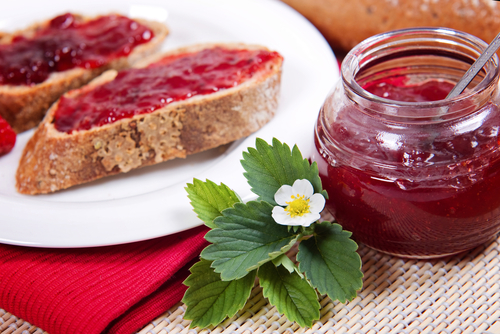 Strawberry jam on toast