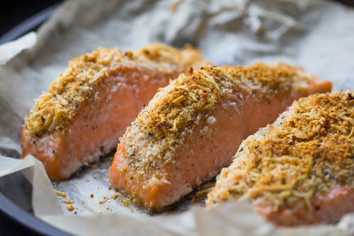Salmon with a cheese crust