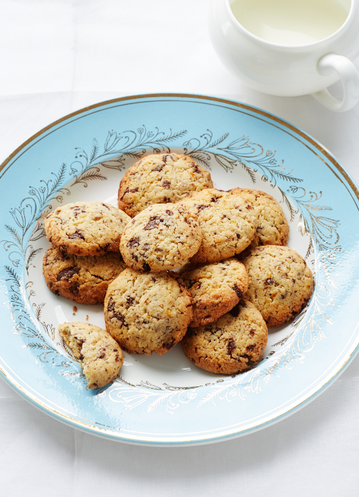 Orange biscuits with chocolate chips