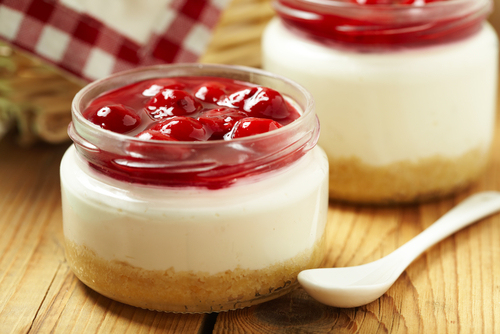 Cherry cheesecake in a jar