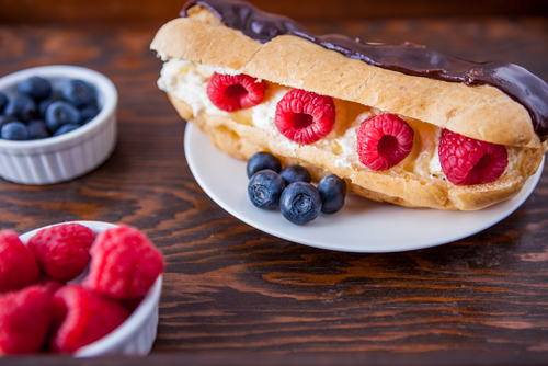 Summer berry chocolate éclairs