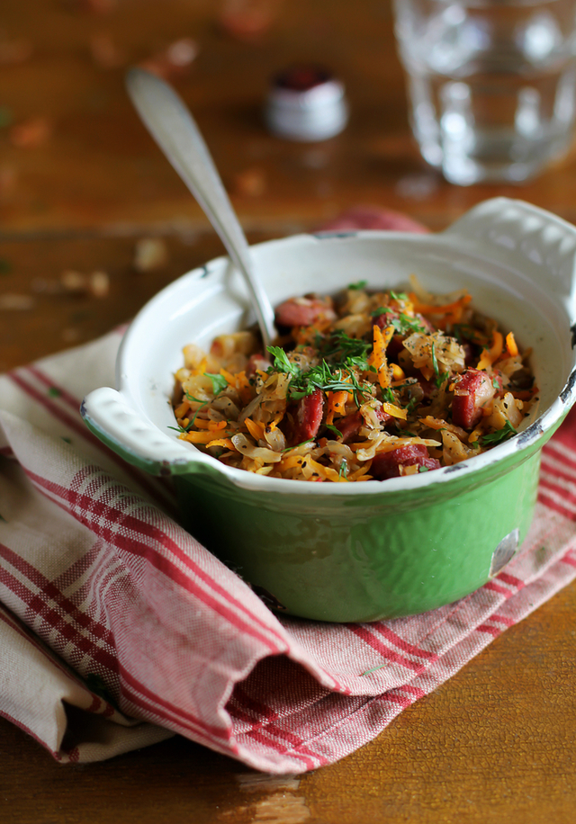 Spiced sausage stew with mixed beans and herbs