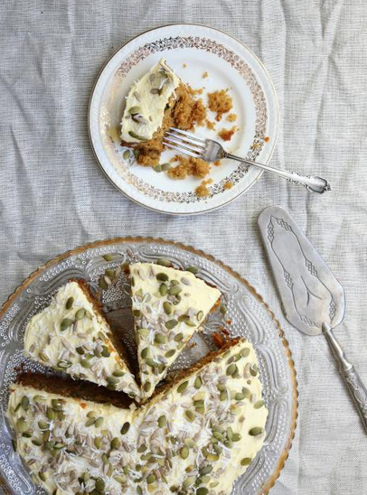 Spiced chai carrot cake with honey mascarpone cream