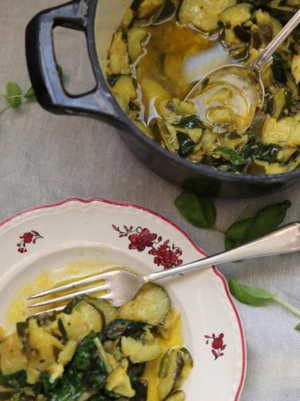 Slow cooked courgettes with basil and lemon