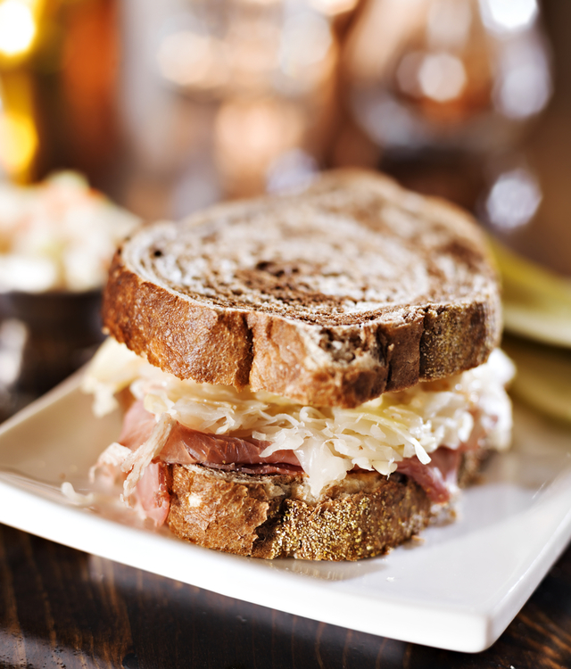 Homemade coleslaw and ham sandwich