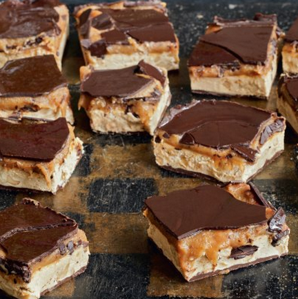 Home-made caramel nougat bars