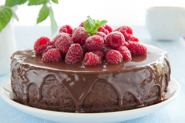 Chocolate and raspberry torte