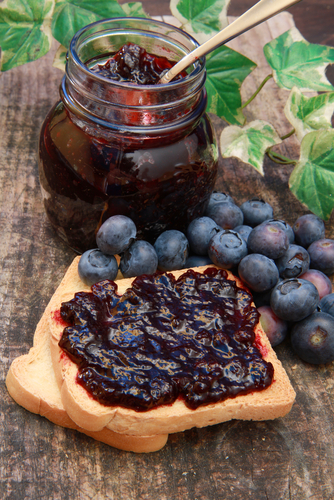 Blueberry jam on toast