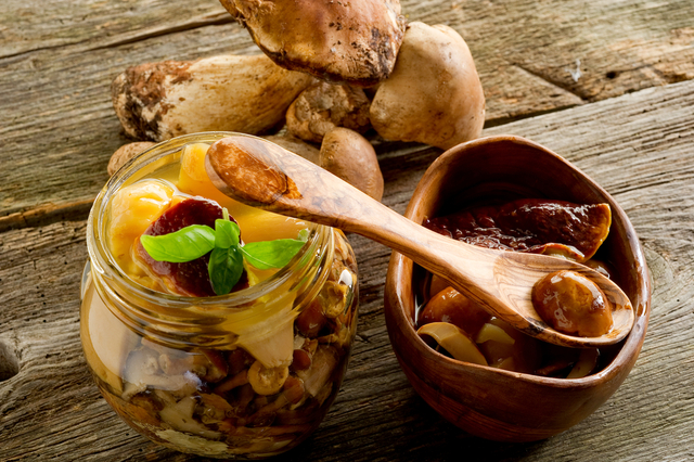 Italian antipasto marinated mushrooms