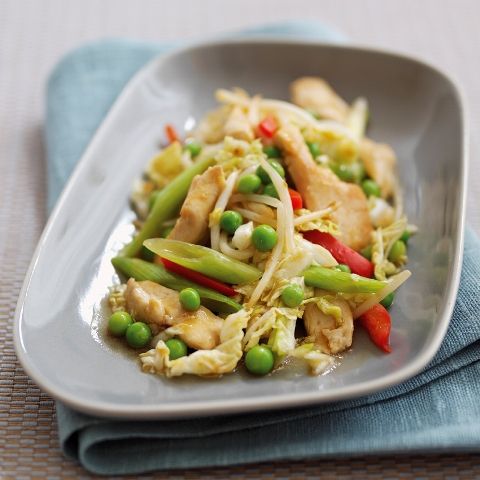 Chicken and pea stir-fry