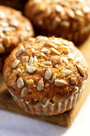 Breakfast muffins with fruit and seeds
